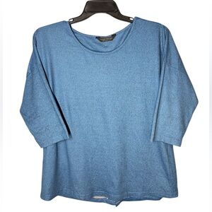Tango Mango Women’s Sky Blue Heathered Oversized Button Back Stretchy Top Sz M